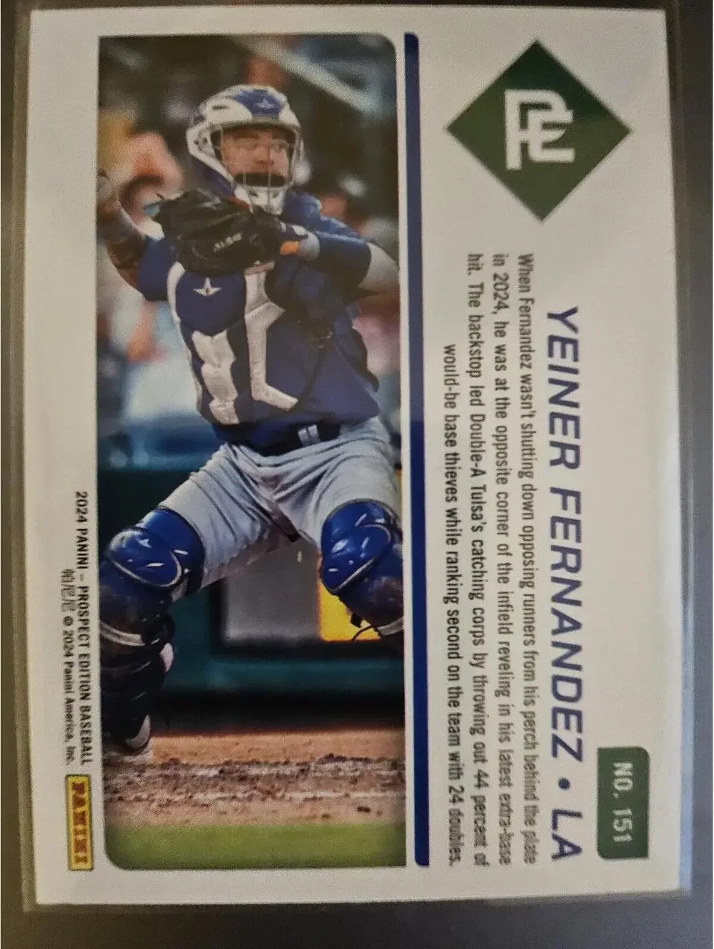 2024 Panini Prospect Edition Yeiner Fernandez #151 Prospect Ticket No. 163/199